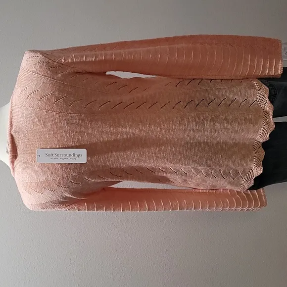SOFT SURROUNDINGS CASUAL FALL LONG SLEEVE VNECK ORANGE CABLE KNIT SWEATER MEDIUM