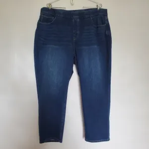 SOFT SURROUNDINGS JEANS WOMENS SZ 2X STRAIGHT LEG PULL ON BLUE  ELASTIC WAIST