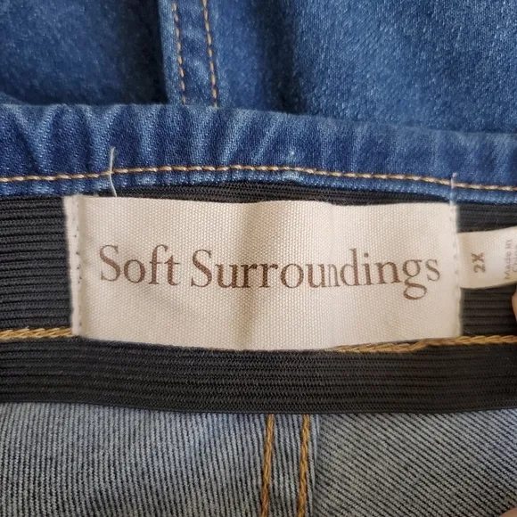 SOFT SURROUNDINGS JEANS WOMENS SZ 2X STRAIGHT LEG PULL ON BLUE  ELASTIC WAIST