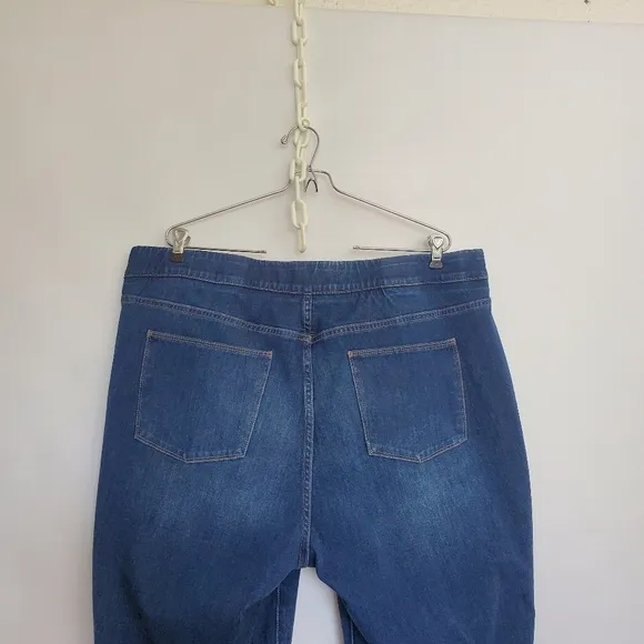 SOFT SURROUNDINGS JEANS WOMENS SZ 2X STRAIGHT LEG PULL ON BLUE  ELASTIC WAIST