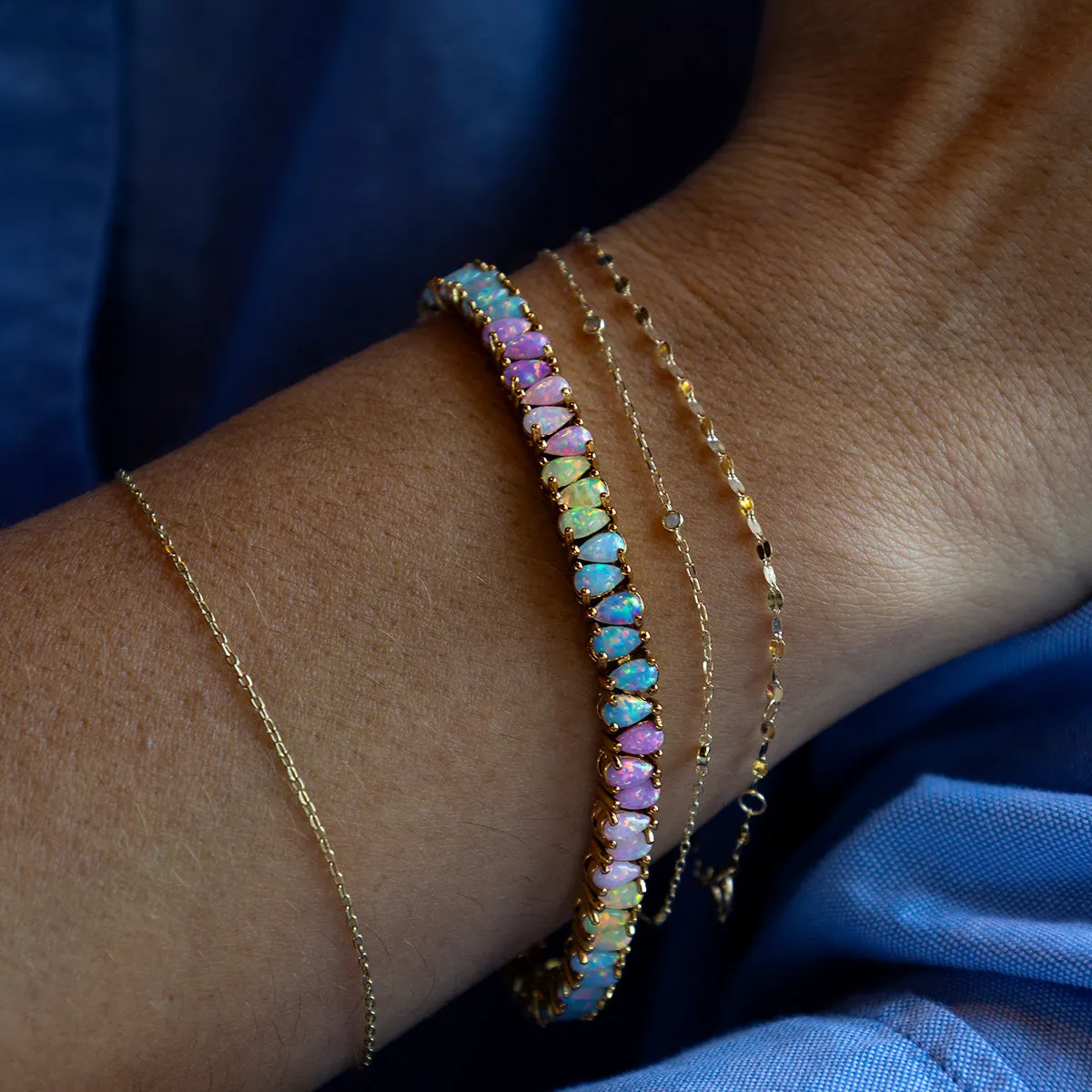 Solid Gold Bold Sparkle Link Chain Bracelet