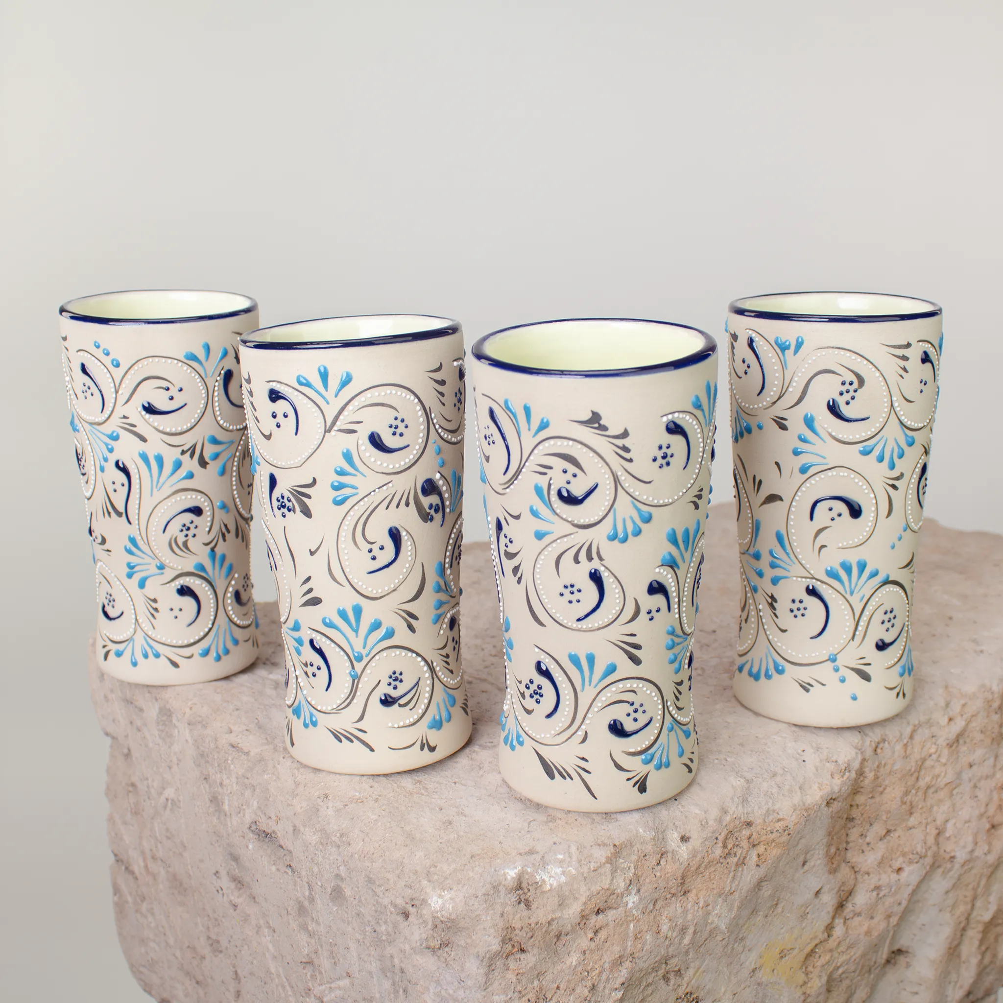 Stoneware Tumblers | Azules Painted Pattern