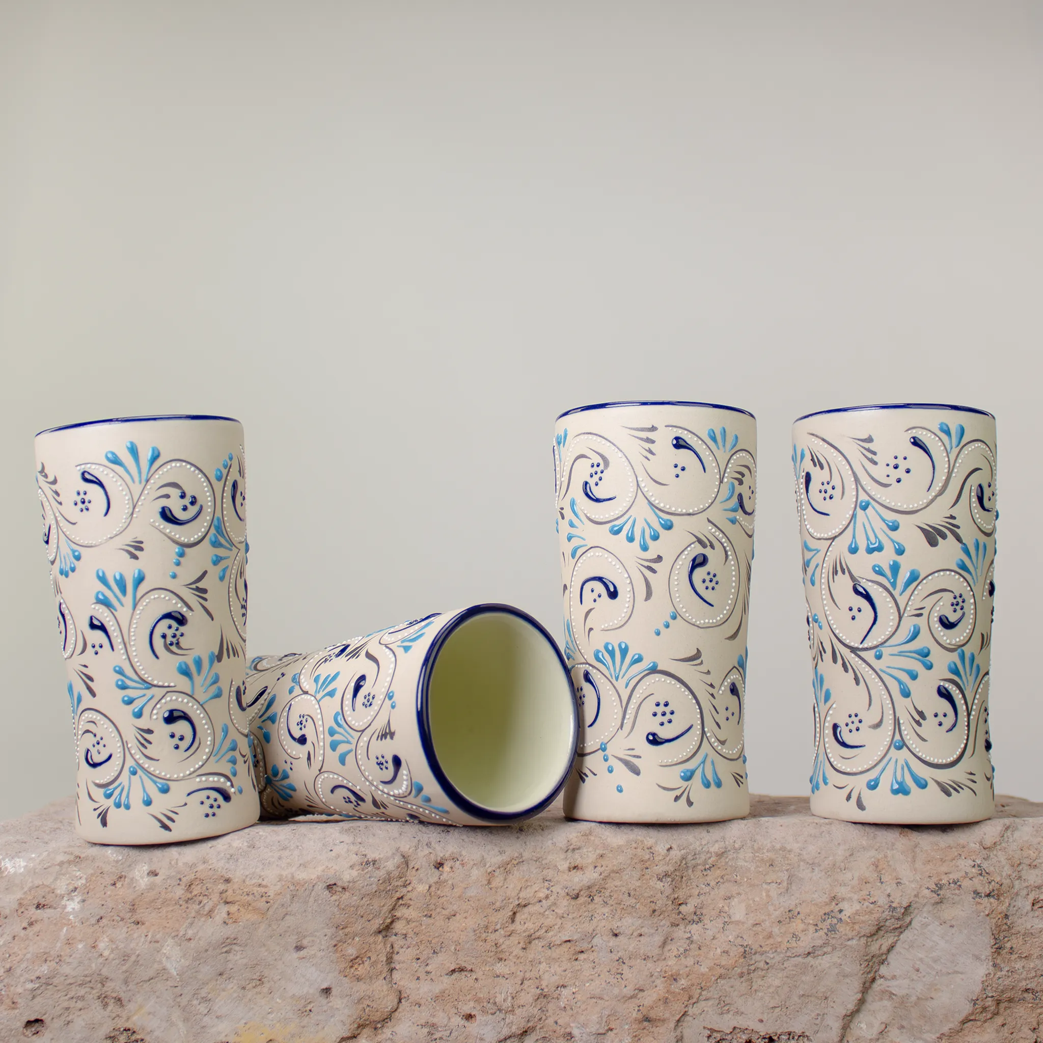 Stoneware Tumblers | Azules Painted Pattern