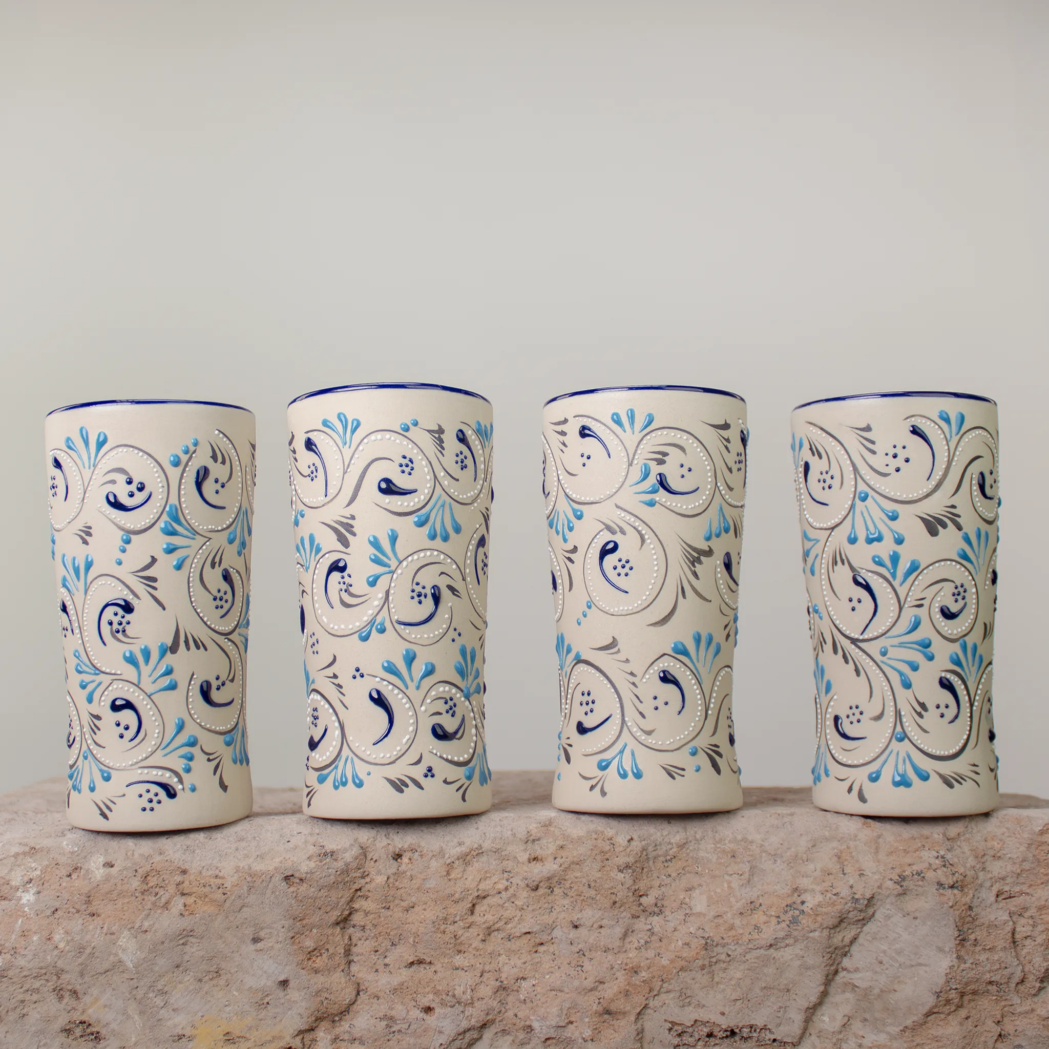 Stoneware Tumblers | Azules Painted Pattern