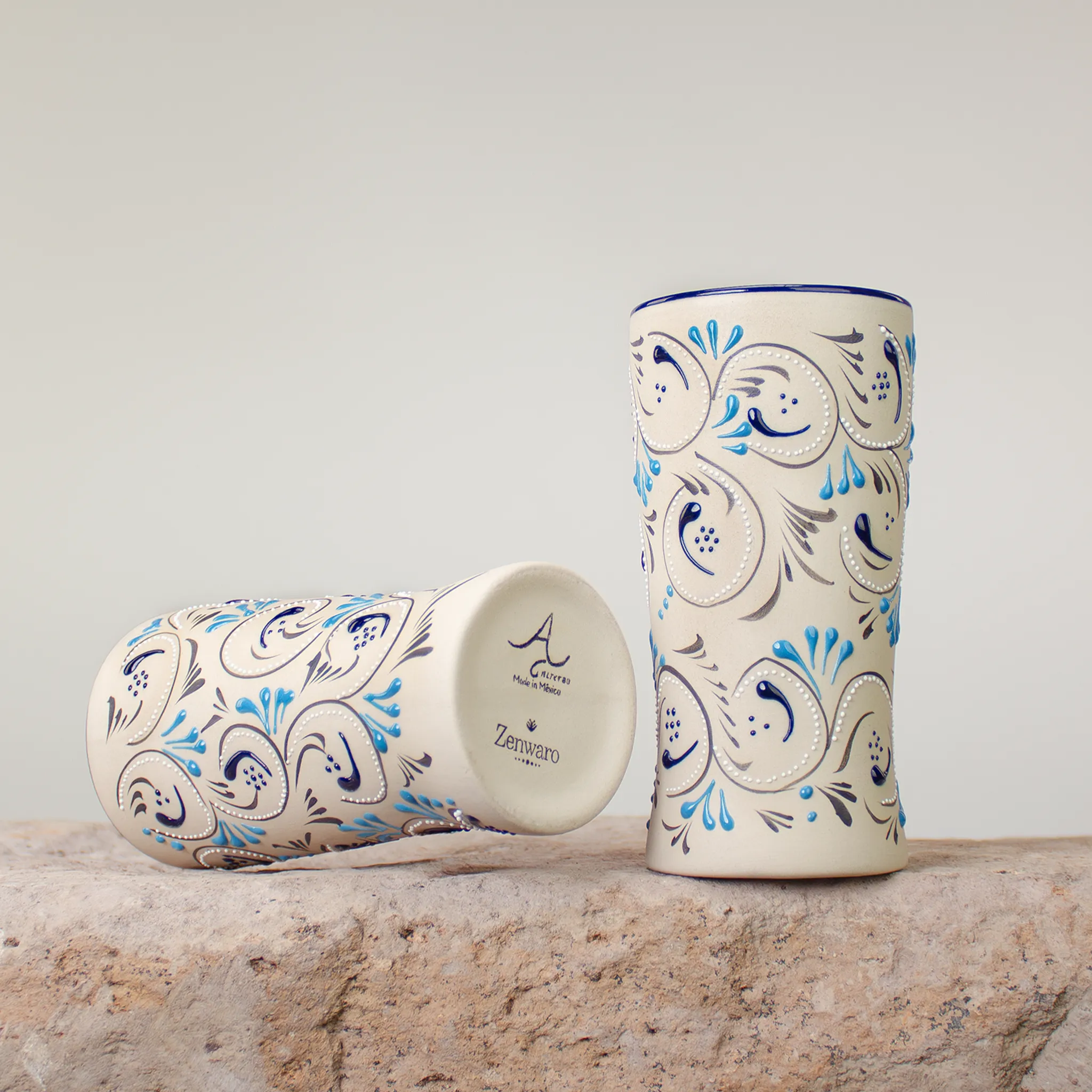 Stoneware Tumblers | Azules Painted Pattern