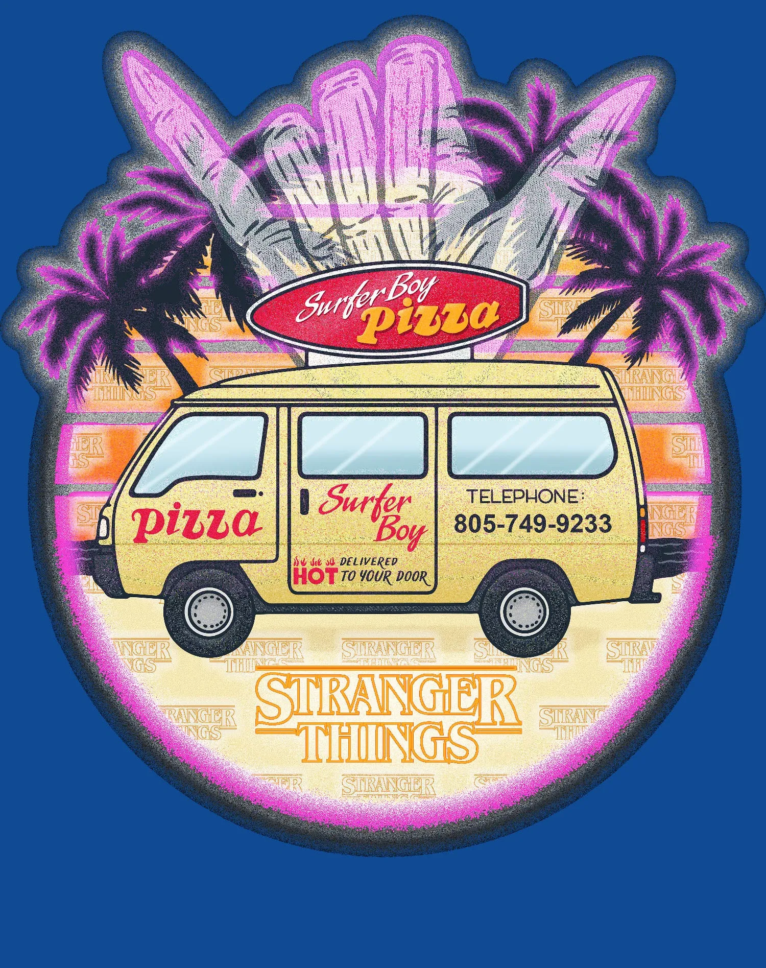 Stranger Things Argyle Splash Surf Pizza Official Women's T-Shirt
