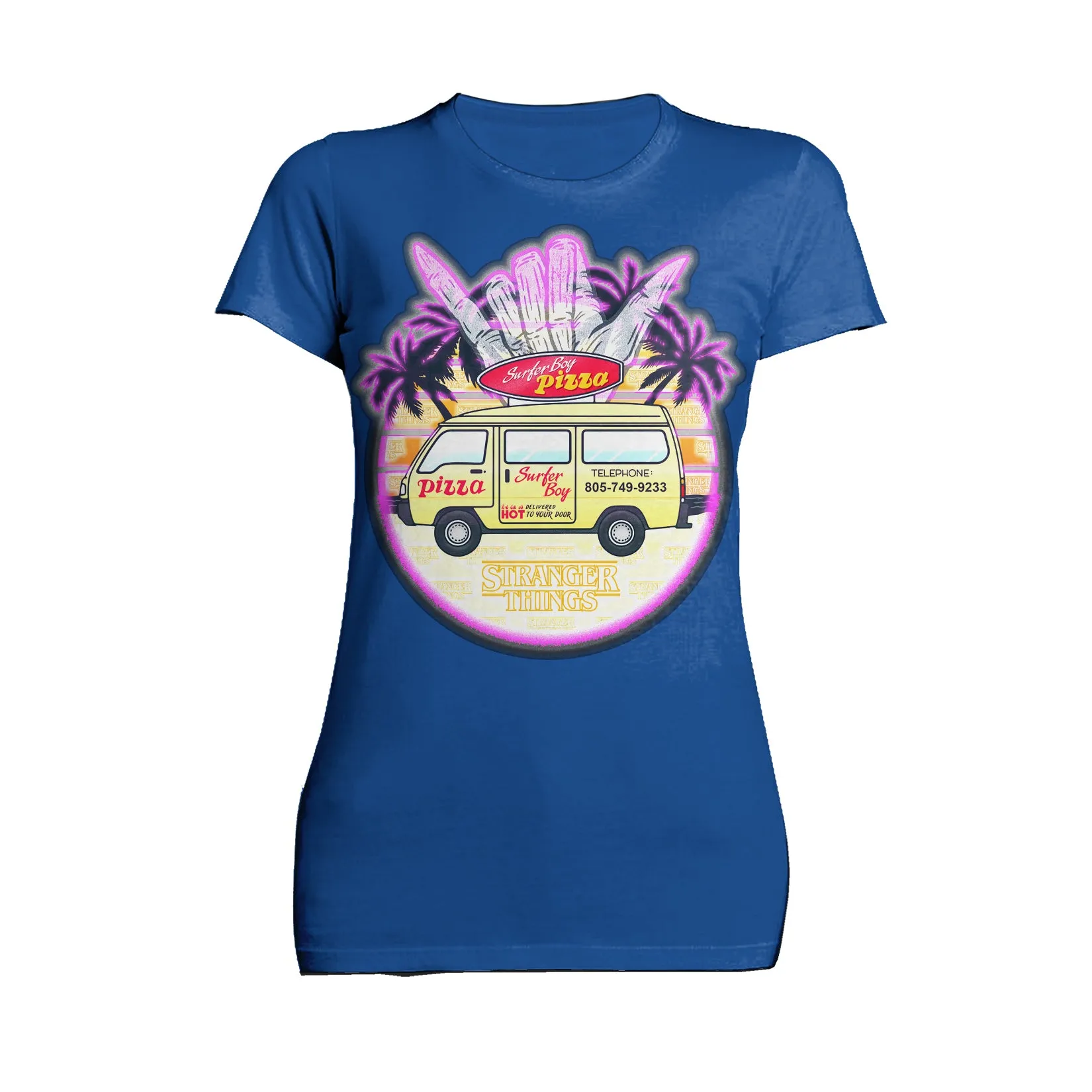 Stranger Things Argyle Splash Surf Pizza Official Women's T-Shirt