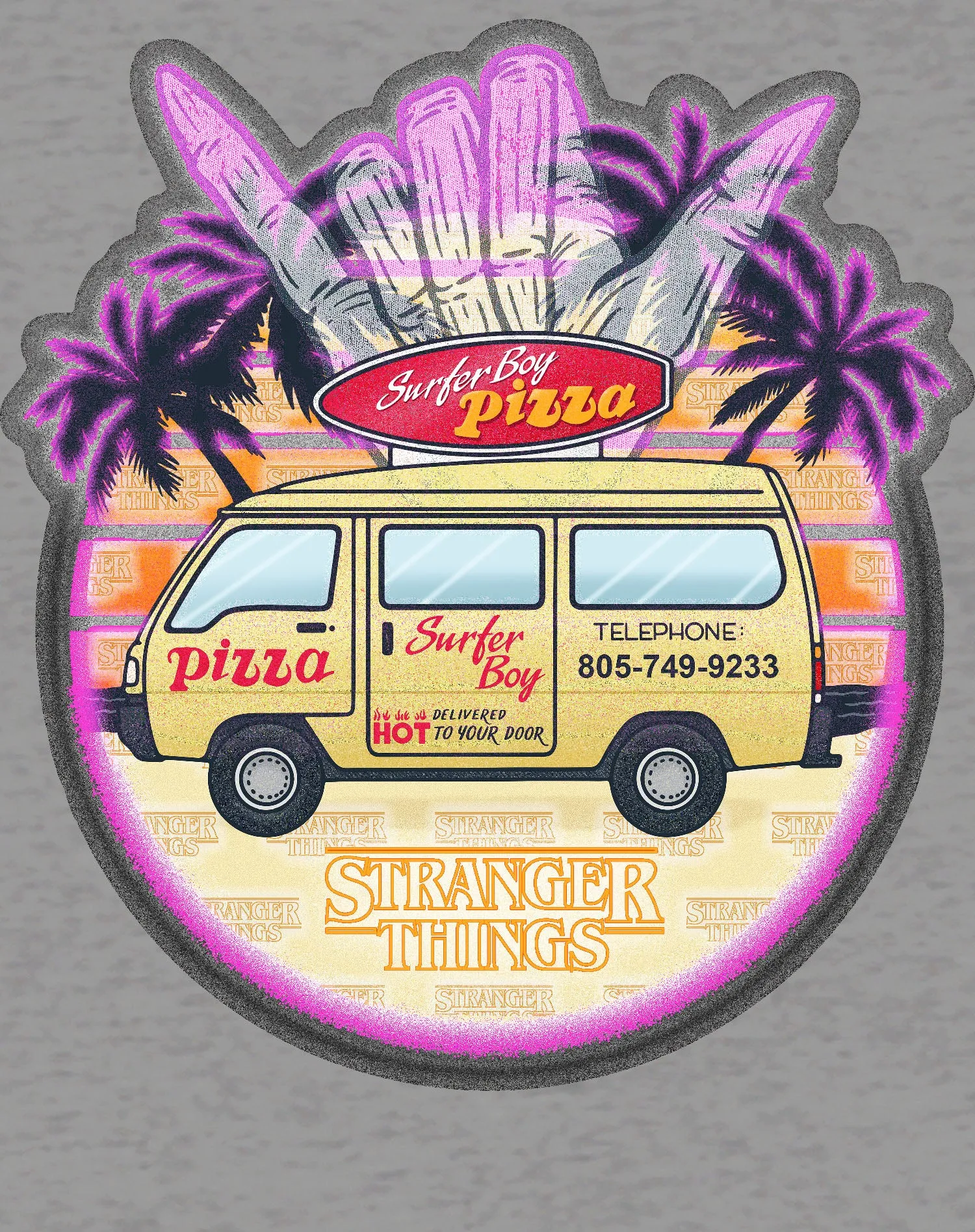 Stranger Things Argyle Splash Surf Pizza Official Women's T-Shirt