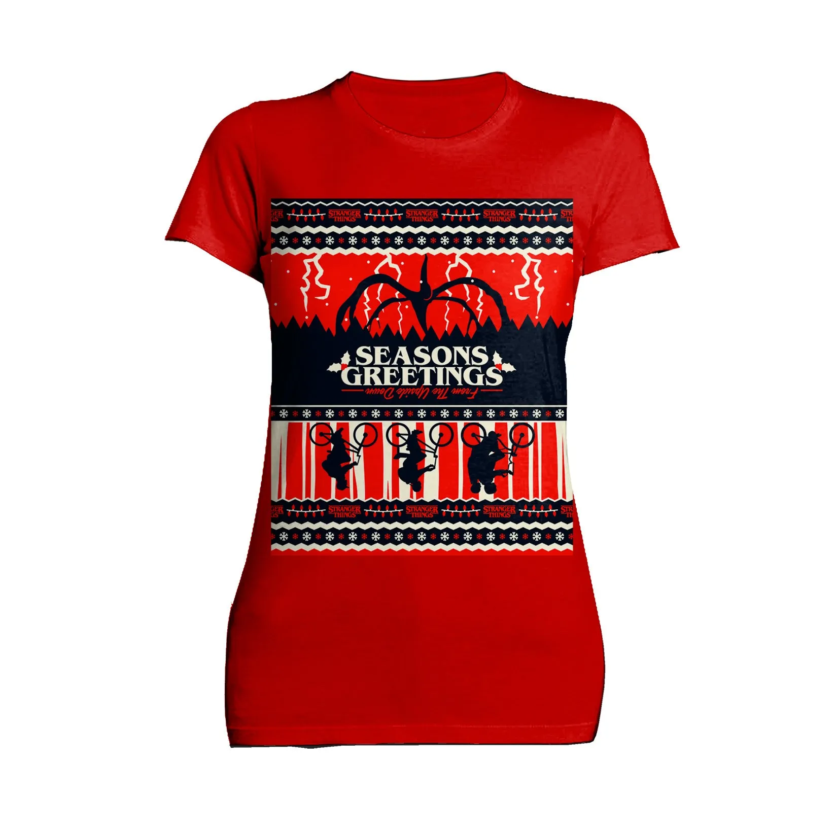 Stranger Things Xmas Mind Flayer Upside Down Women's T-Shirt