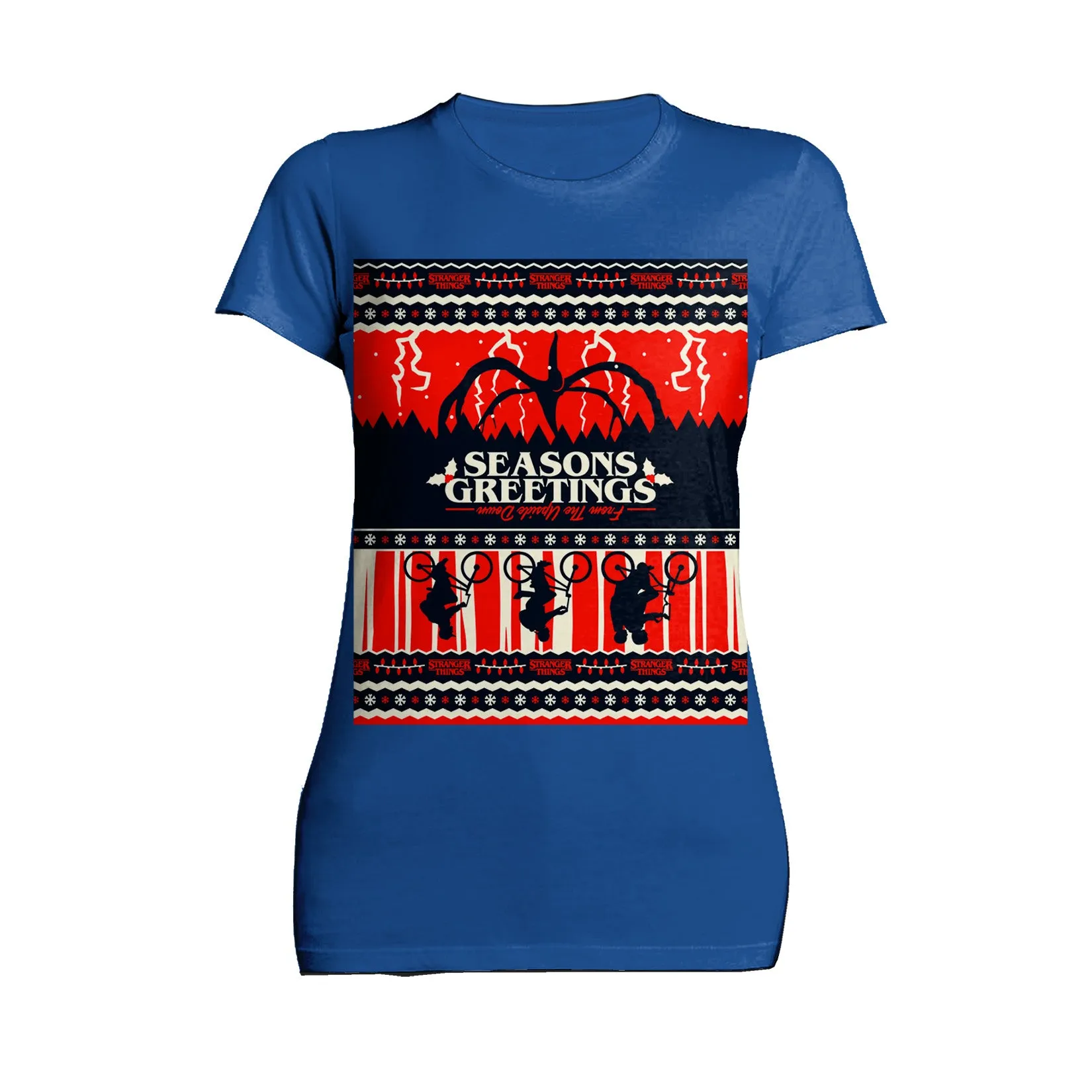 Stranger Things Xmas Mind Flayer Upside Down Women's T-Shirt