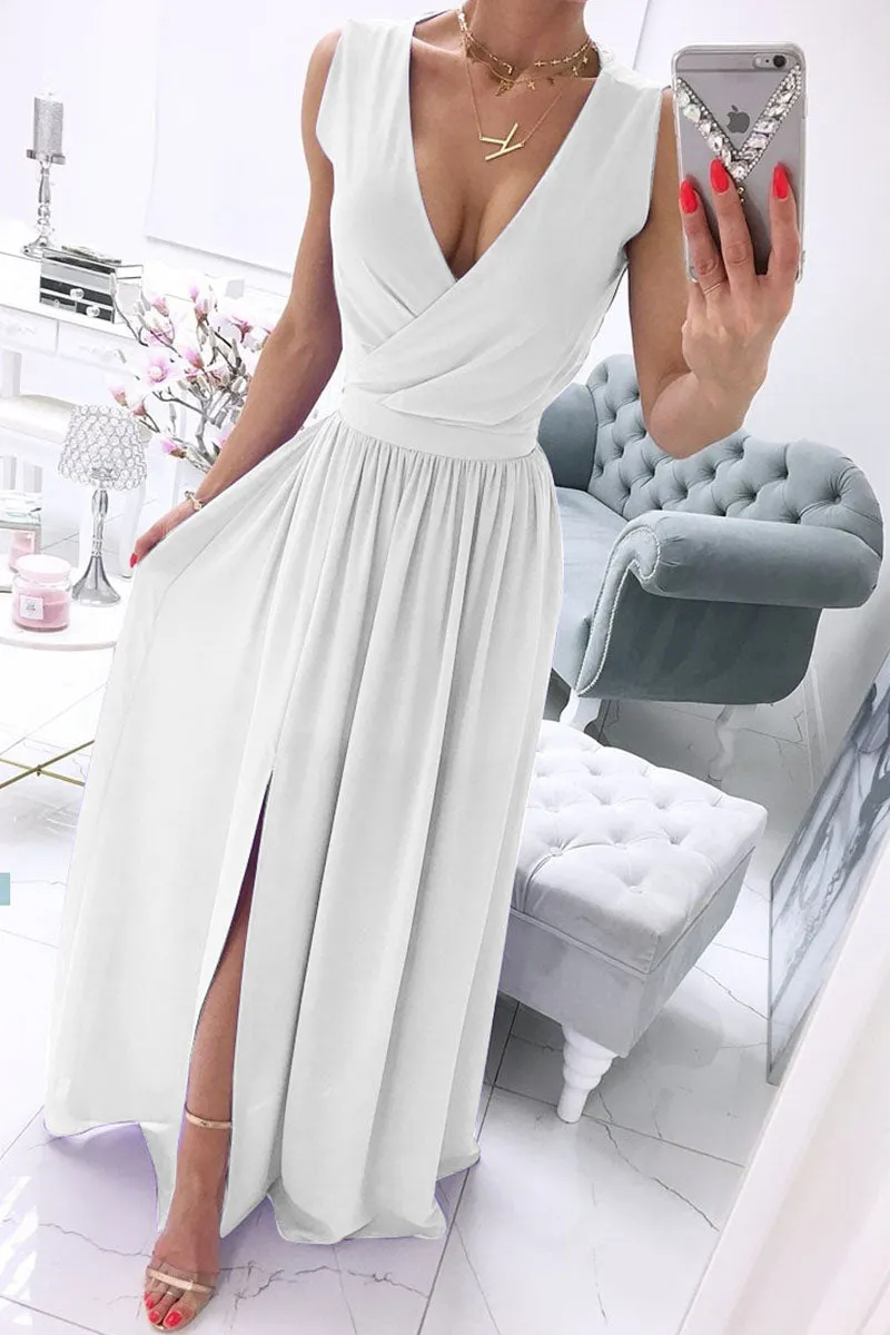 Street Solid V Neck A Line Dresses(5 Colors)