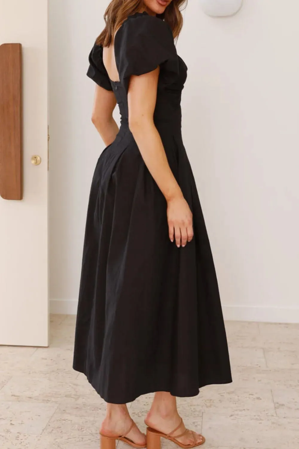Sweetheart Neck Puff Sleeve Dress
