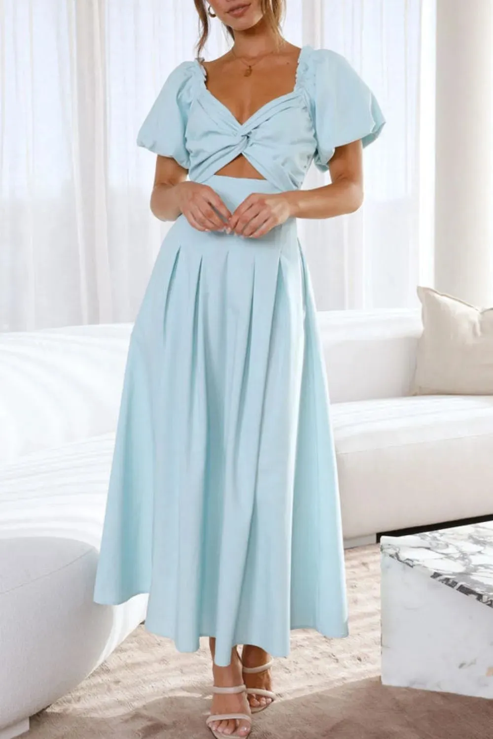 Sweetheart Neck Puff Sleeve Dress