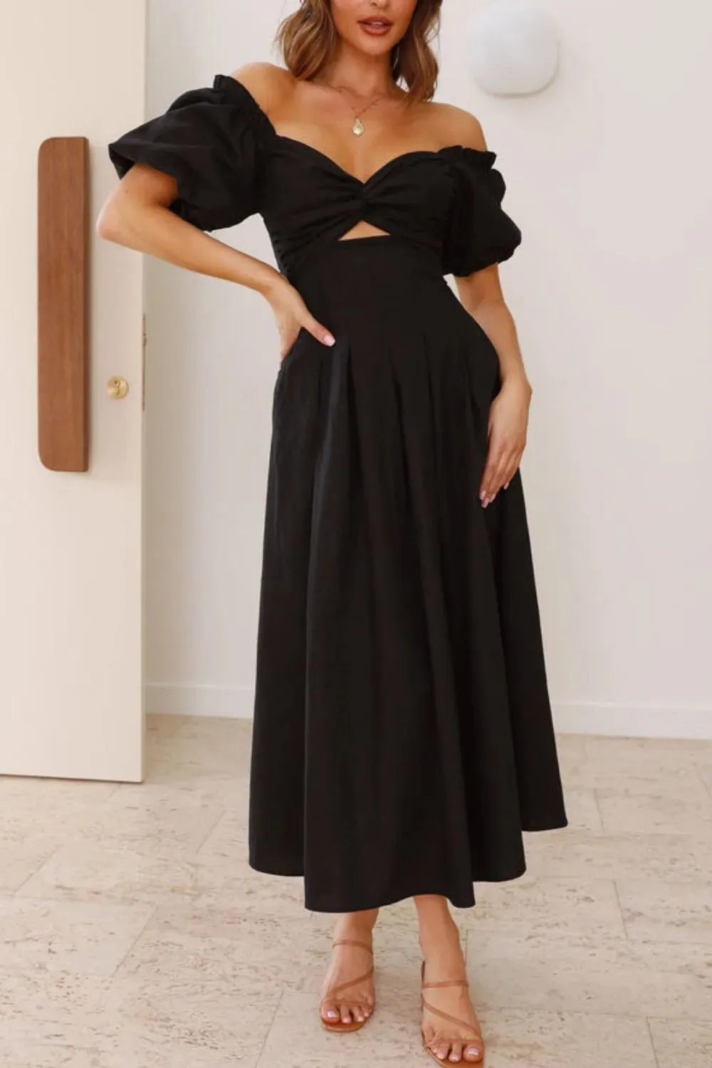 Sweetheart Neck Puff Sleeve Dress