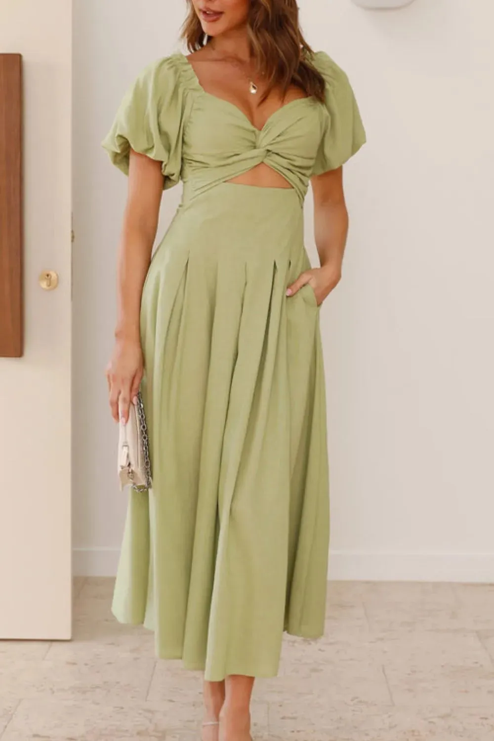 Sweetheart Neck Puff Sleeve Dress