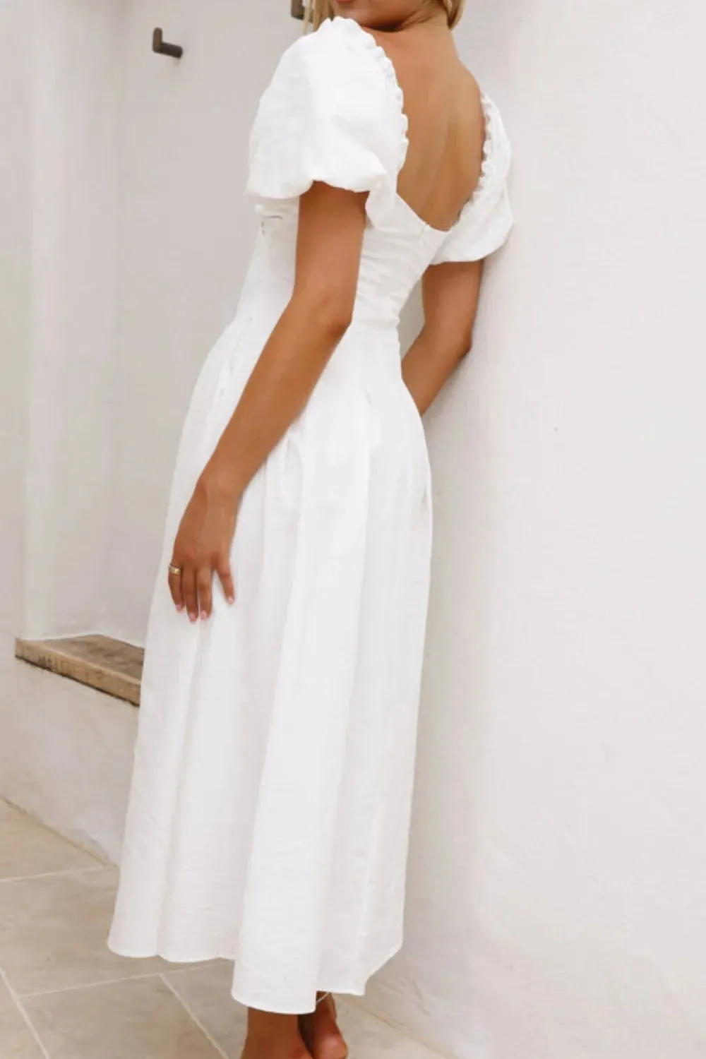Sweetheart Neck Puff Sleeve Dress
