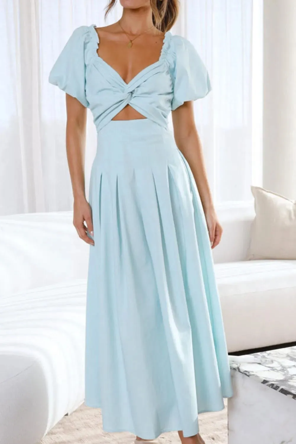 Sweetheart Neck Puff Sleeve Dress