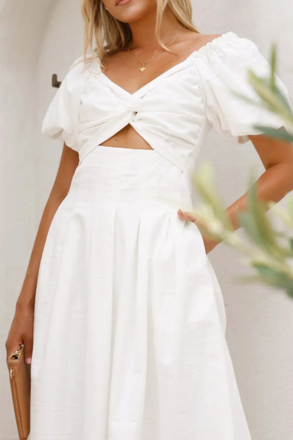Sweetheart Neck Puff Sleeve Dress