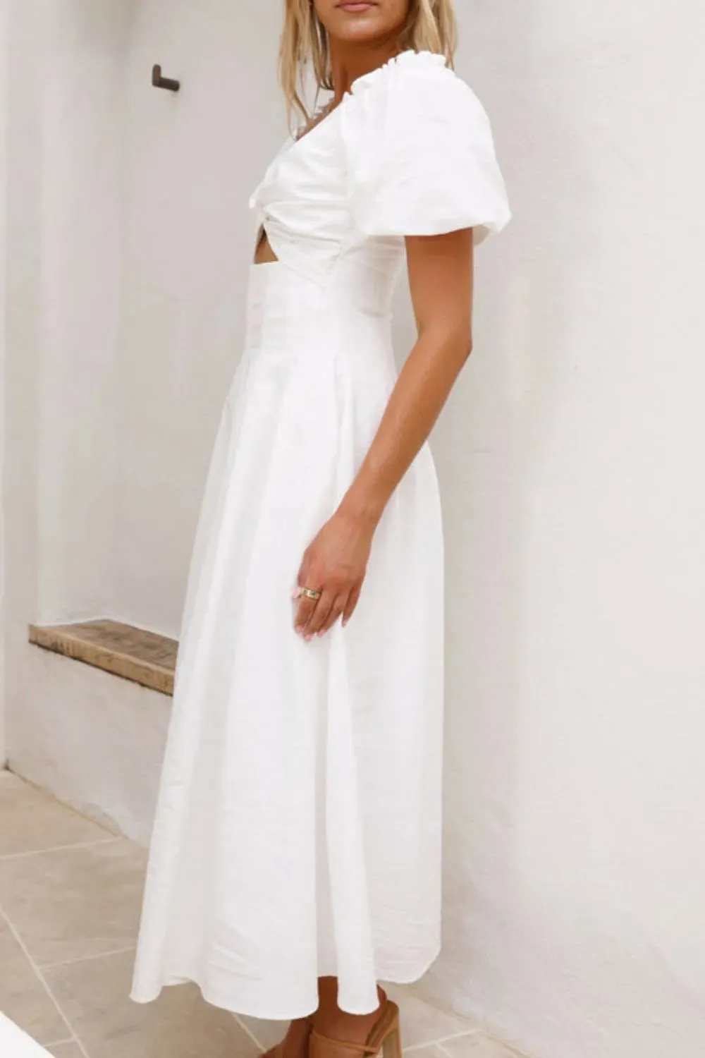 Sweetheart Neck Puff Sleeve Dress