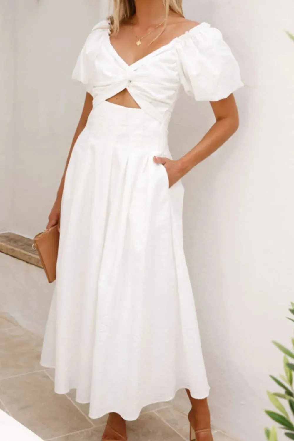 Sweetheart Neck Puff Sleeve Dress