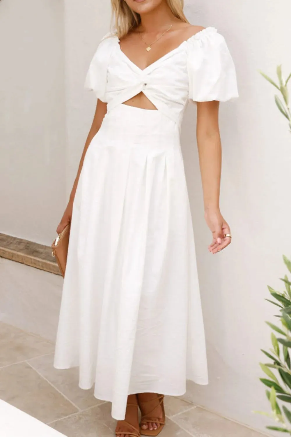 Sweetheart Neck Puff Sleeve Dress