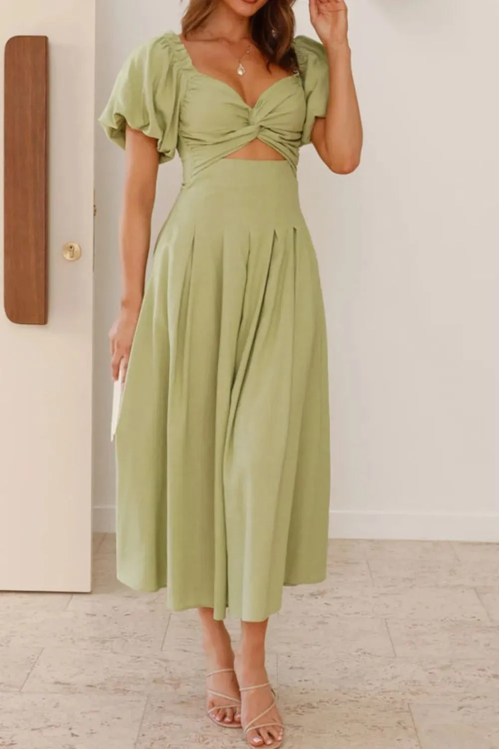 Sweetheart Neck Puff Sleeve Dress