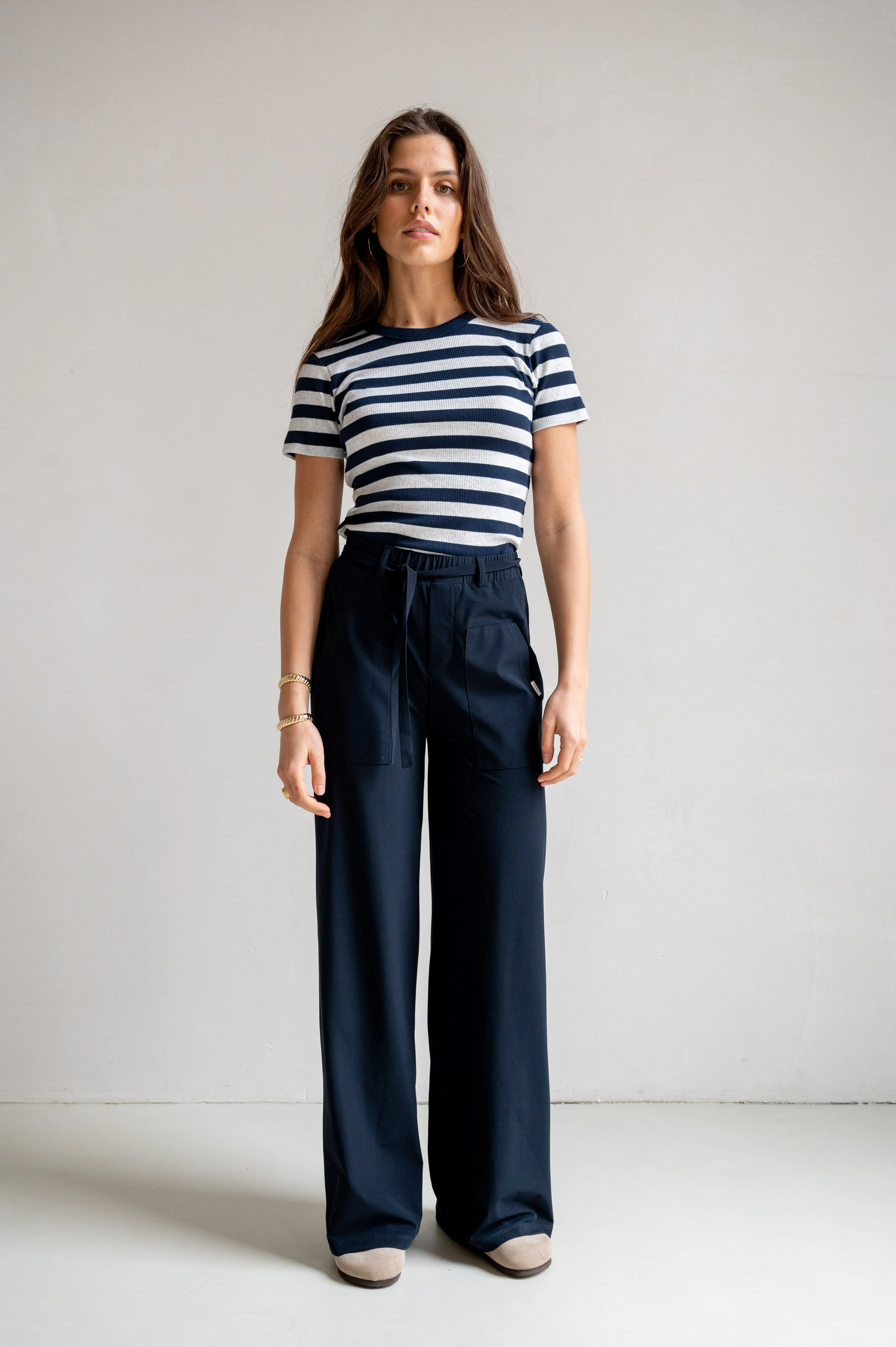 T-SHIRT STRIPE (S25F1645LTD) NAVY - GREY MELANGE