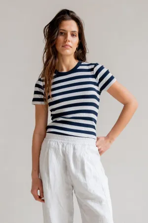 T-SHIRT STRIPE (S25F1645LTD) NAVY - GREY MELANGE