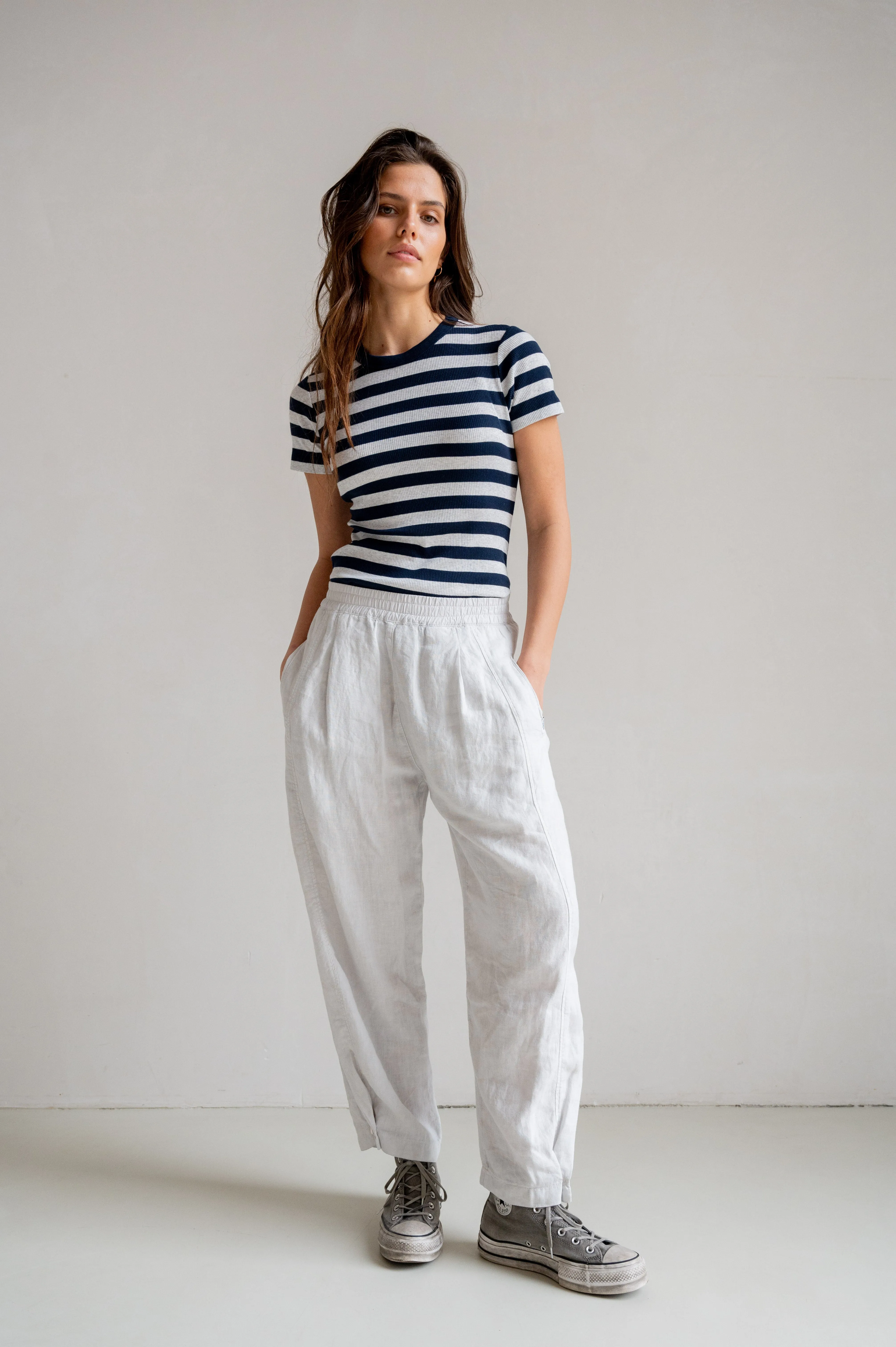 T-SHIRT STRIPE (S25F1645LTD) NAVY - GREY MELANGE