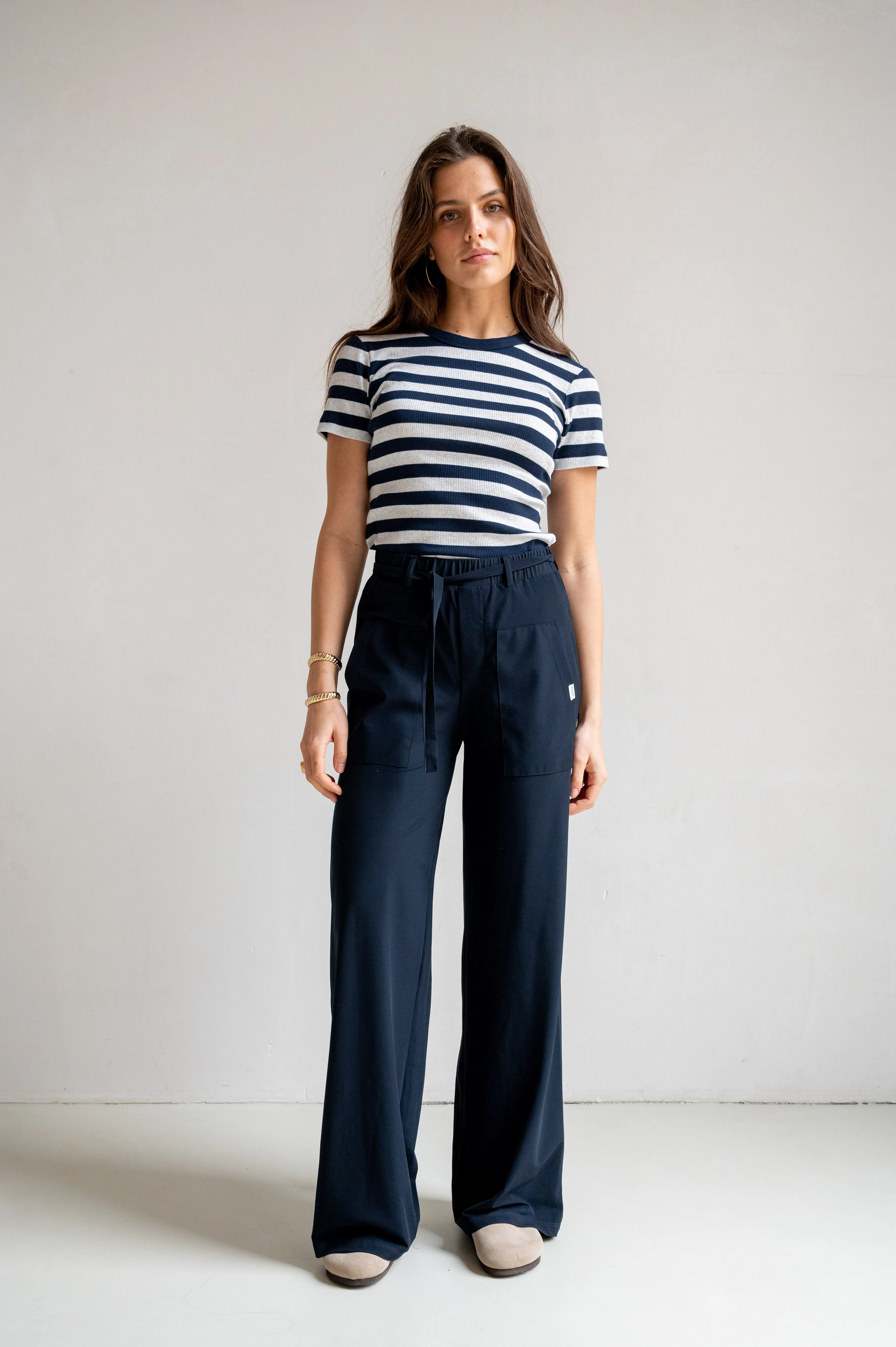 T-SHIRT STRIPE (S25F1645LTD) NAVY - GREY MELANGE