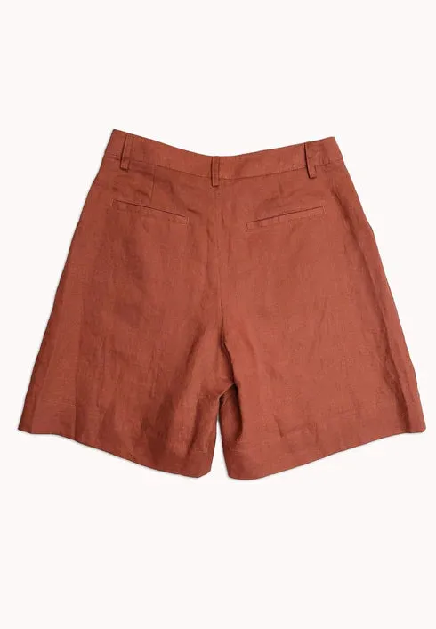 Tailored Linen Short - Rust