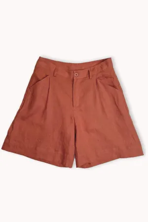 Tailored Linen Short - Rust