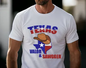 Texas Is A Blend Of Valor And Swagger Embroidered Tshirt
