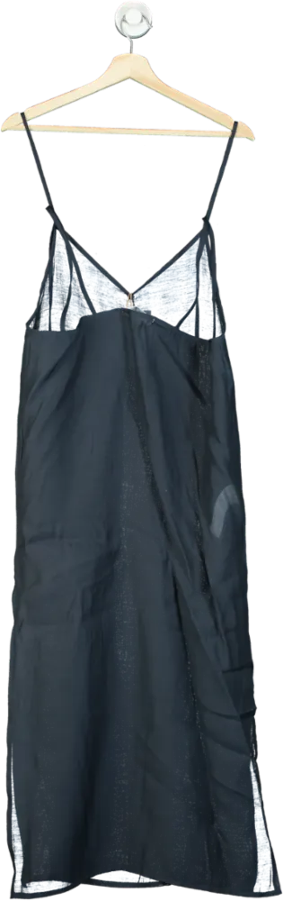 The Frankie Shop Navy Madeline Sheer Midi Dress UK M