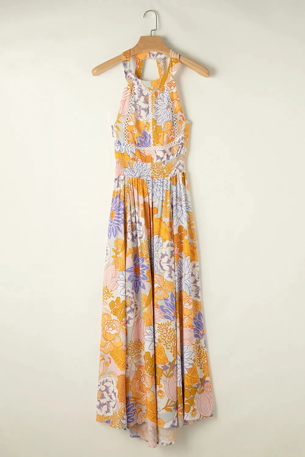 Tied Printed Grecian Sleeveless Maxi Dress