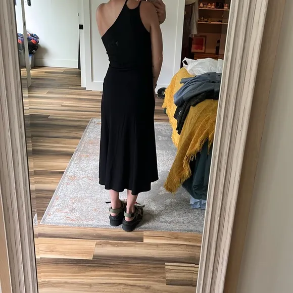 TOPSHOP NWT‎ Asymmetrical One Shoulder Ribbed Black Maxi Size US 0-2