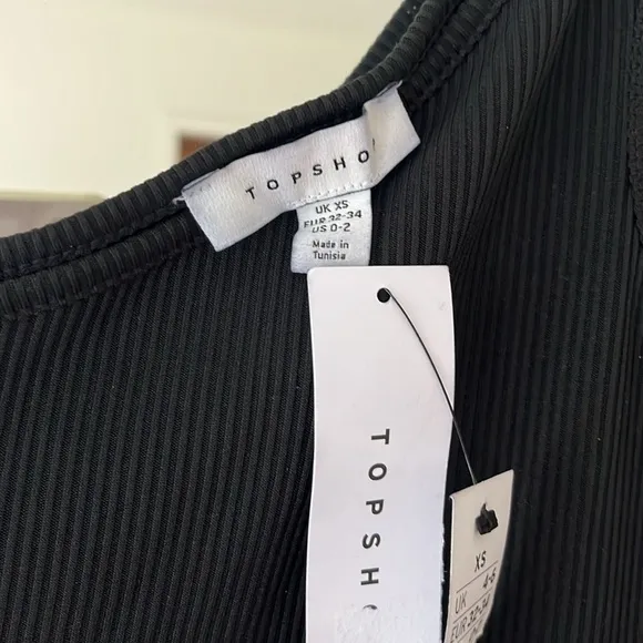 TOPSHOP NWT‎ Asymmetrical One Shoulder Ribbed Black Maxi Size US 0-2