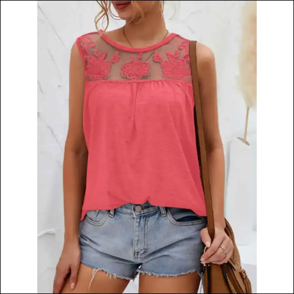 Unleash your Inner Goddess with our Lace Detail Round Neck Tank – Get Woke!