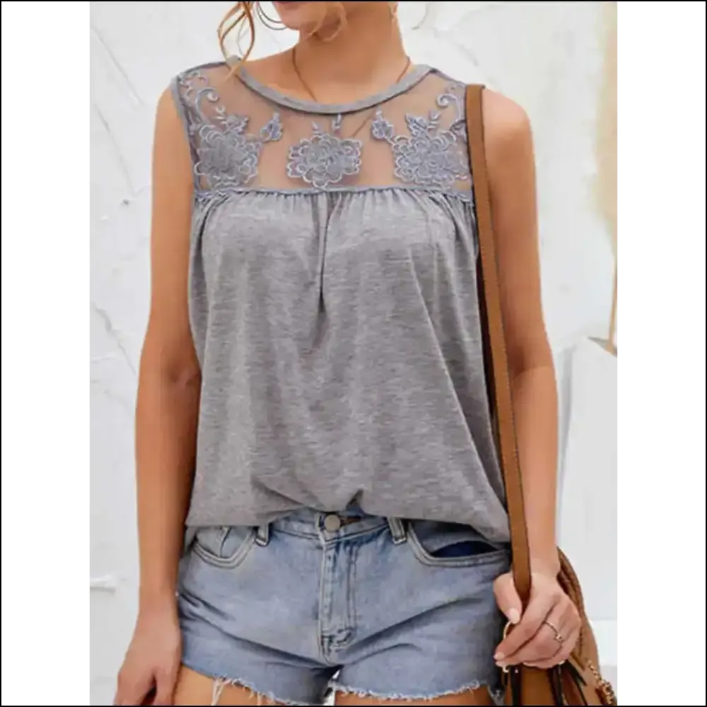 Unleash your Inner Goddess with our Lace Detail Round Neck Tank – Get Woke!