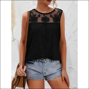 Unleash your Inner Goddess with our Lace Detail Round Neck Tank – Get Woke!