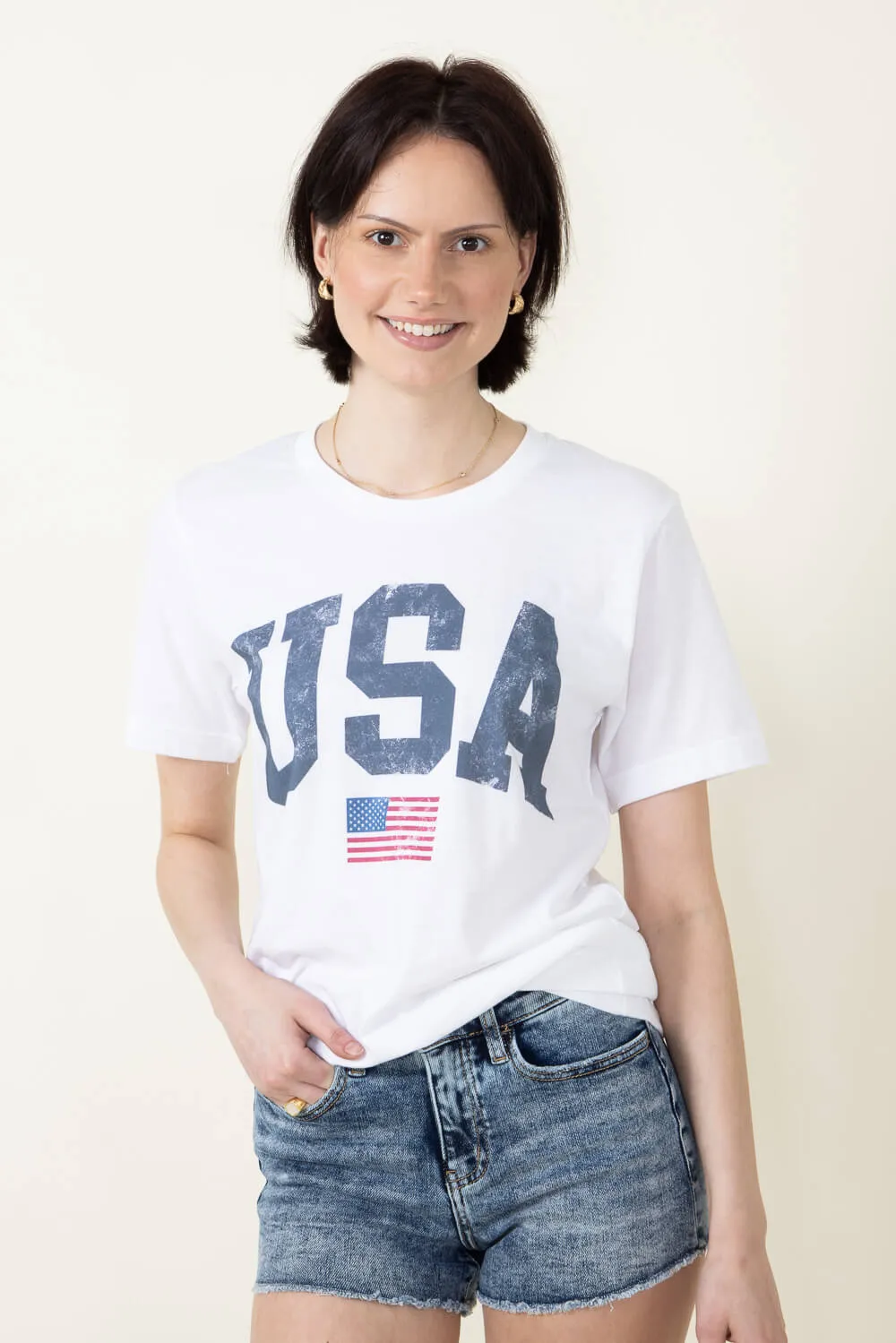 USA Graphic T-Shirt for Women in White | 10807X-TS-WHITE
