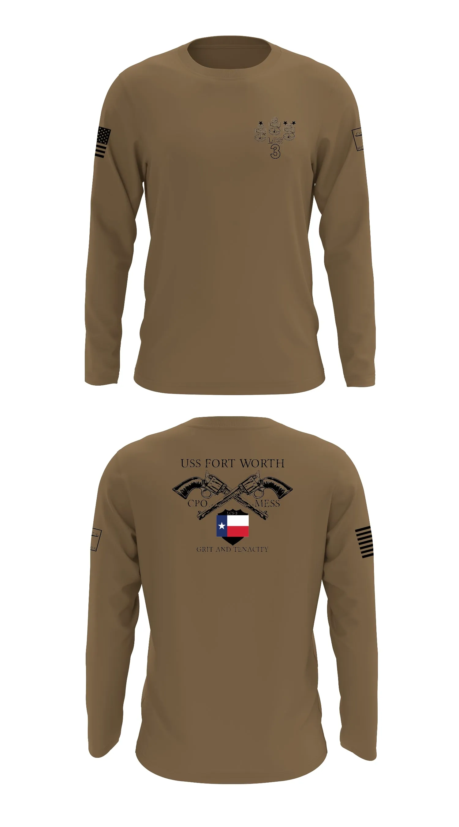 Uss Fort Worth CPO Mess  Store 1 Core Men's LS Performance Tee - o*o