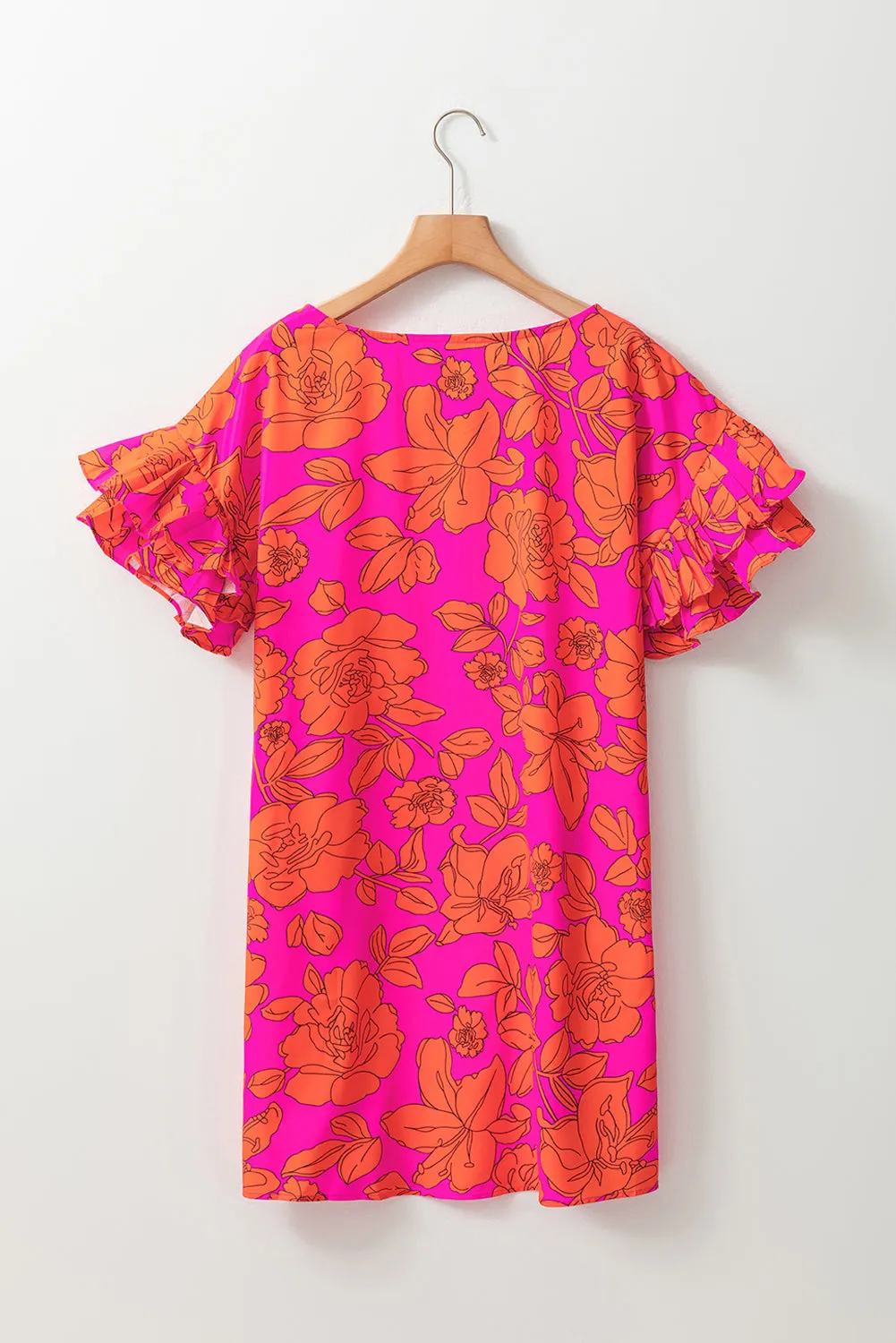 Vivian Ruffled Printed Short Sleeve Mini Dress