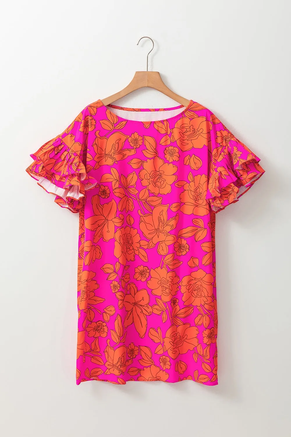 Vivian Ruffled Printed Short Sleeve Mini Dress