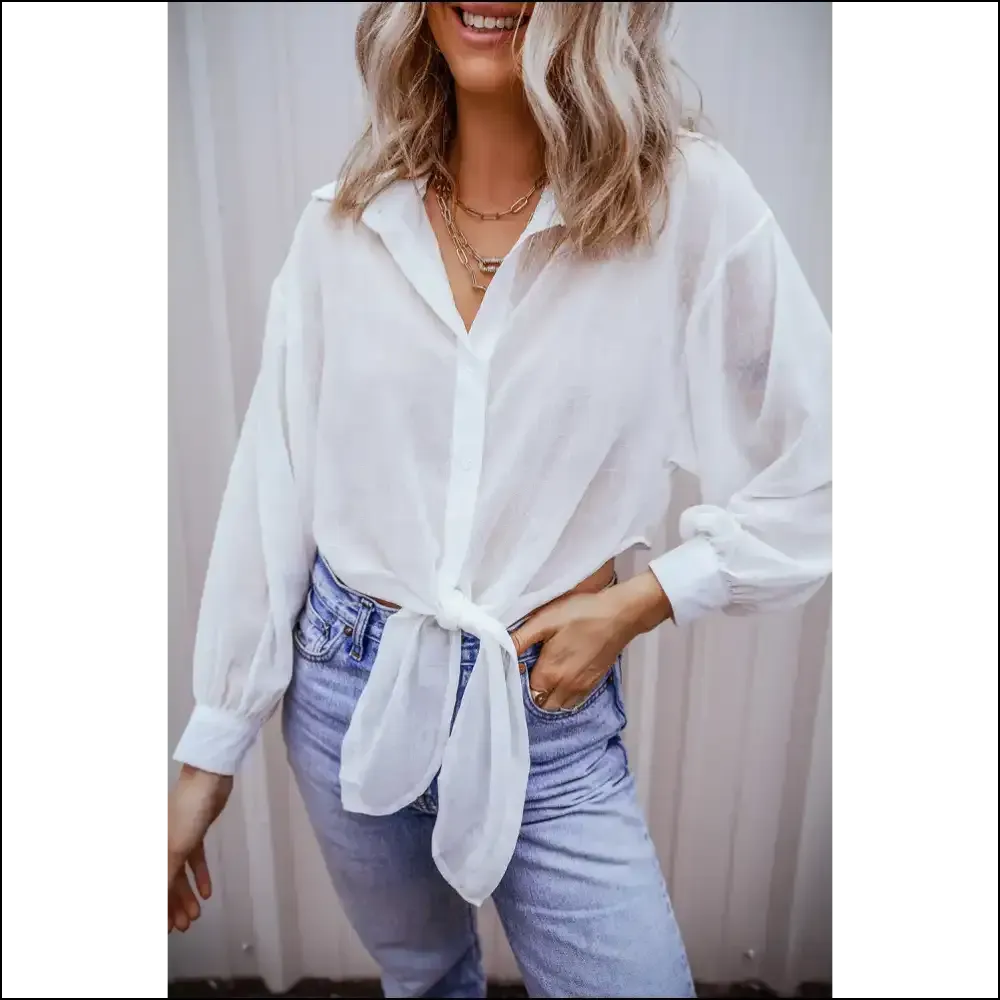 White Knotted Sheer Shirt: Breezy , Hide the Nips! Needful Things. 😜