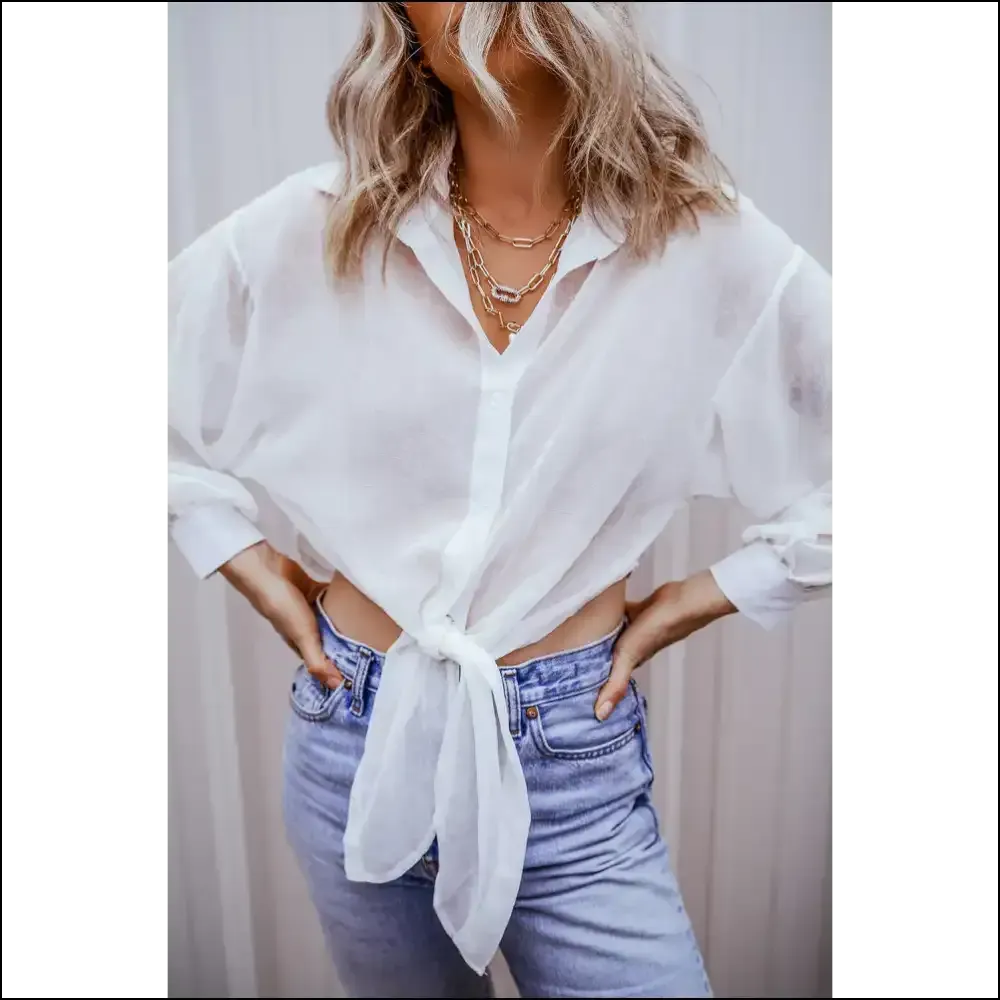 White Knotted Sheer Shirt: Breezy , Hide the Nips! Needful Things. 😜