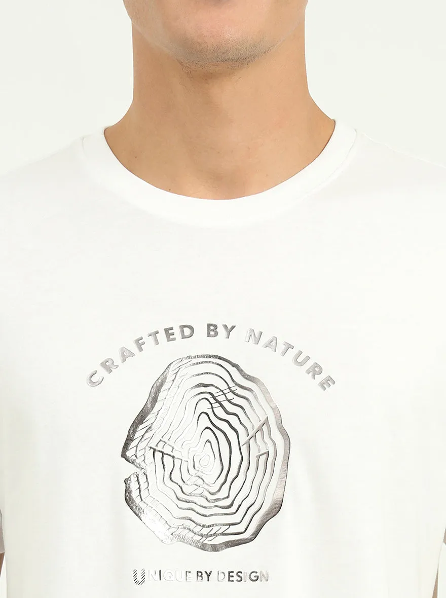White Printed Slim Fit T-Shirt | Greenfibre