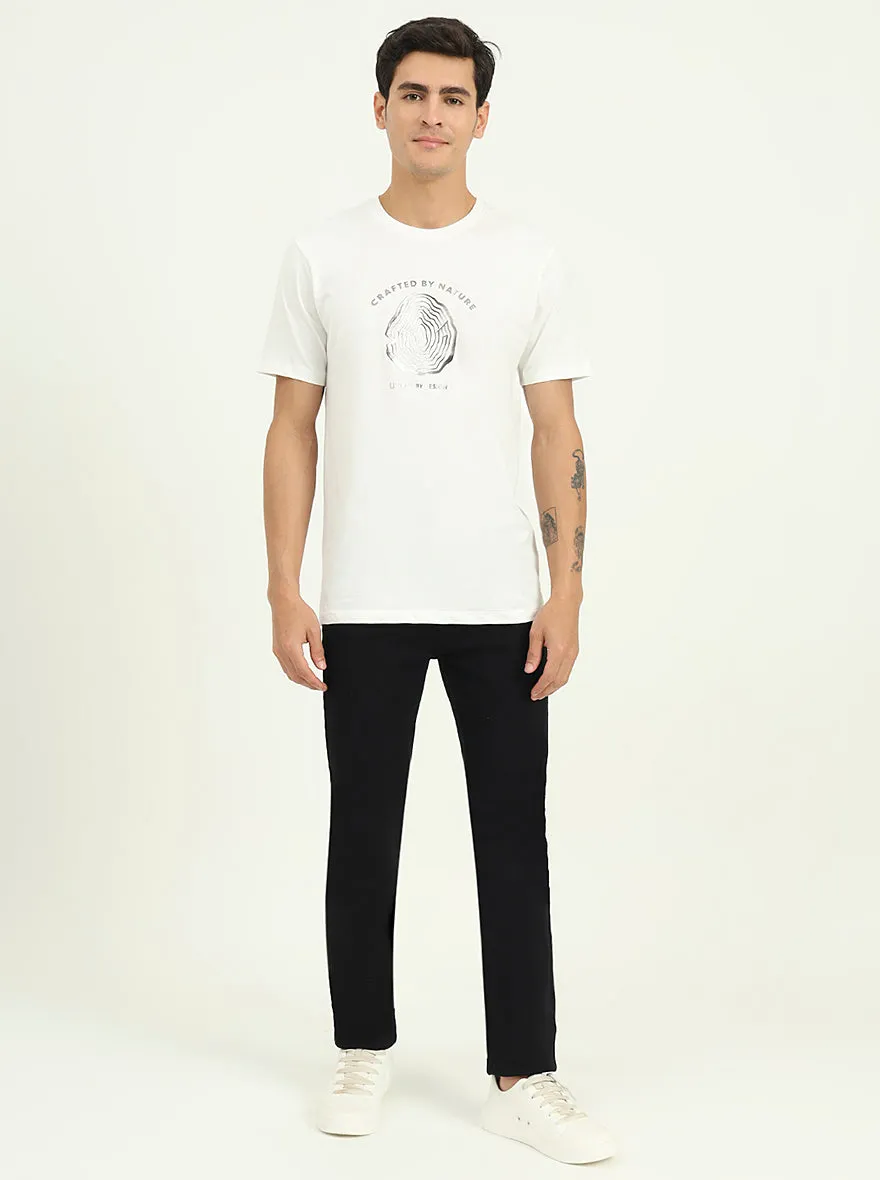 White Printed Slim Fit T-Shirt | Greenfibre
