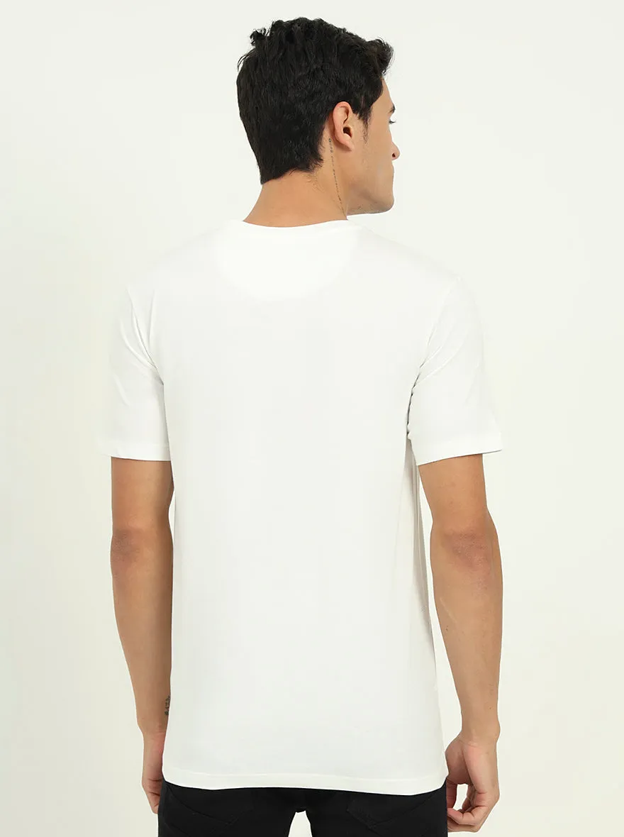 White Printed Slim Fit T-Shirt | Greenfibre