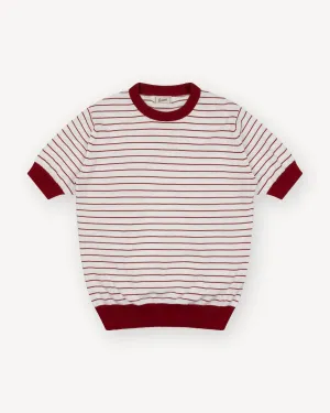 White Red Breton Stripe Knitted T-Shirt